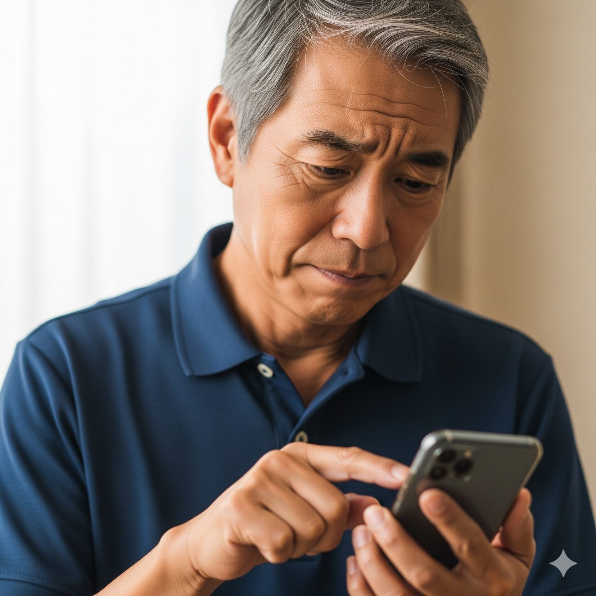 スマートフォンをタップする男性のイラスト