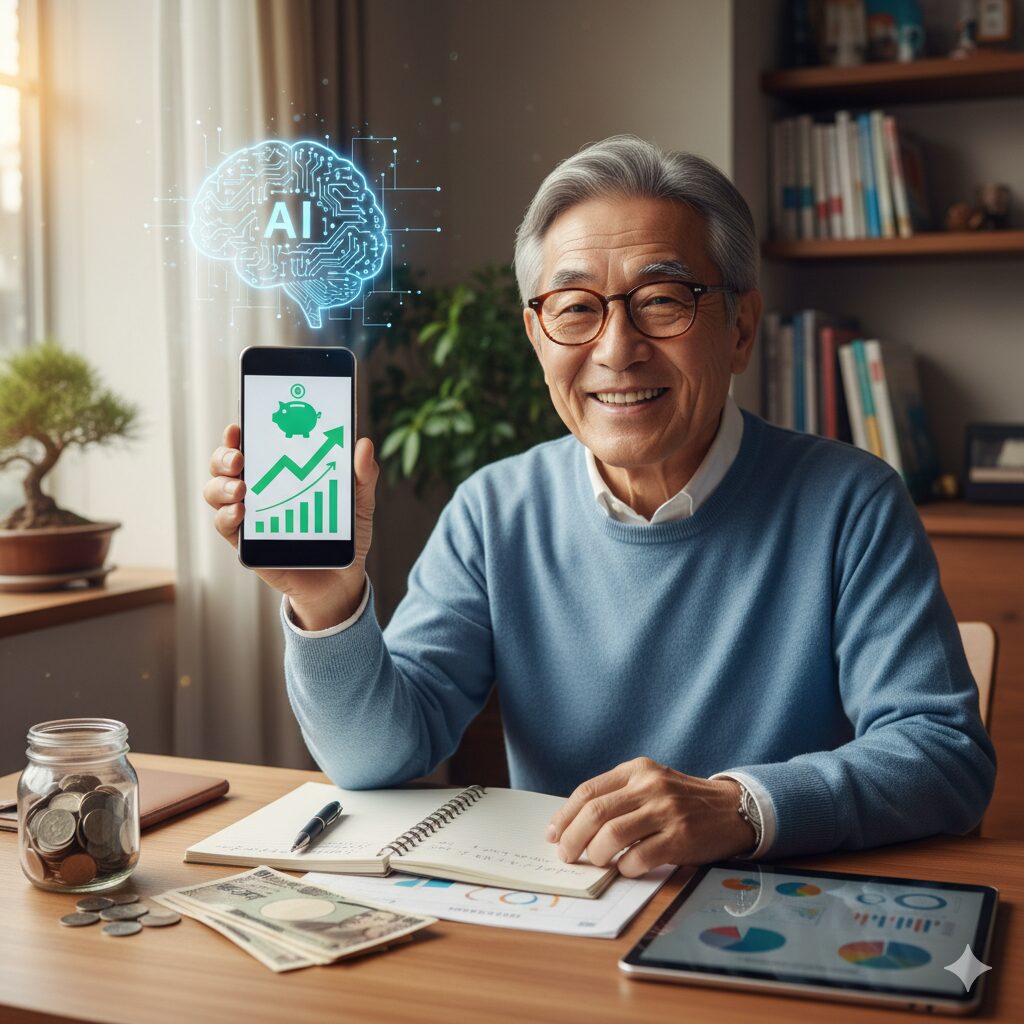 AIとの対話で家計を分析するシミュレーション画面